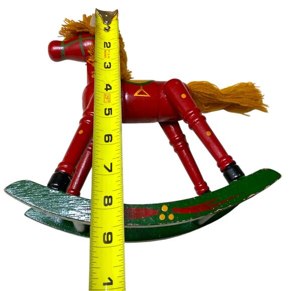 VTG 8.5" Tall Handpainted Wooden Rocking Horse Christmas Holiday Mantle Decor - Picture 11 of 16
